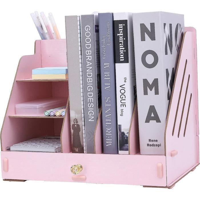 Gianotter Organiseur De Bureau Avec Tiroir Coulissant - Rose Gold, Double Plateau Et 5 Sections Verticales