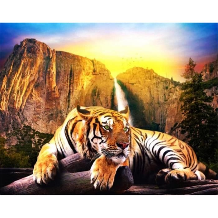 DCIDBEI Diamond Painting 5D Animali Set Da 4 Quadri 30x40cm - Tigre, Leone, Drago, Mosaico Con Perline Rtonde, Kit Completo Per Adulti E Bambini - 2