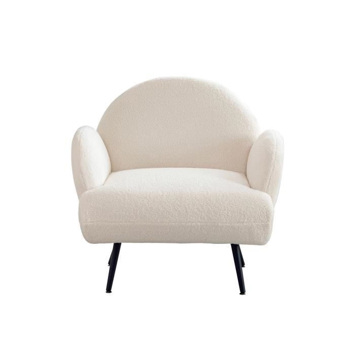 fauteuil lounge moderne -canapé lounge simple - pieds de chaise noirs, blanc