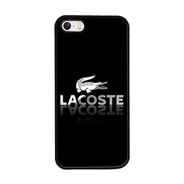 Coque iPhone 5 5s Lacoste Logo Croco Noir et Blanc Etui Housse