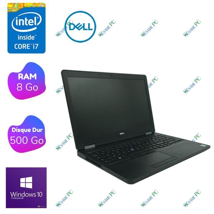 DELL Latitude E5570 - Intel Core i7 6600U 2.60 GHz - RAM 8 Go - 500Go HDD - WiFi - WebCam - Windows 10 Pro - Reconditionné - Dell