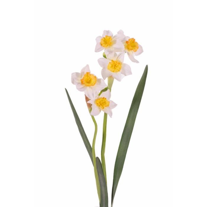Narcisse décoratif NEELA avec 5 fleurs, 2 boutons, blanc, DELUXE, 50 cm -  Fleur artificielle - Jonquille artificielle - artplants - Cdiscount Maison