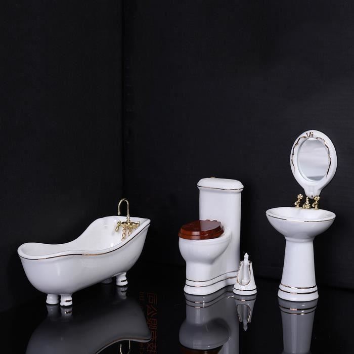 Tempsa Jouet 1 12 Mini Meubles Baignoire Lavabo Toilette Miroir Salle De Bain Cadeau De Noel Enfant Cdiscount Puericulture Eveil Bebe