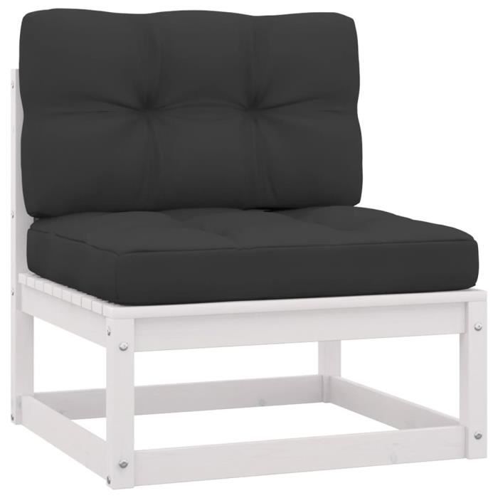 1968•NEW•Canapé central de jardin Sofa de jardin Canapé relax dExtérieur Terrasse coussins anthracite Blanc Pin massif Direct from
