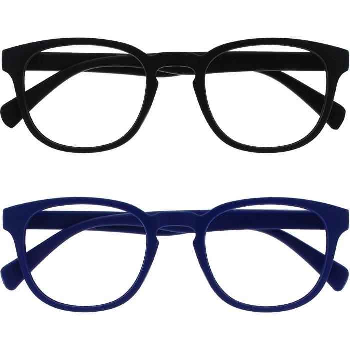 Lunettes De Lecture Rondes Rétro REY - Bleu Mat - Verres +1.5 - Neuves Avec étui