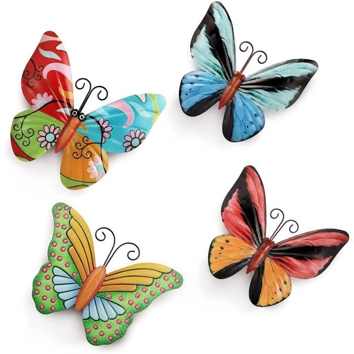 4 Pièces décoration Murale Papillon en métal,3D Sculpture en Fer Forgé  Jardin Mur Esthétique Suspendu Insecte Mur Ornement pou[1710] - Cdiscount  Maison