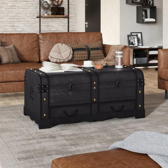 vidaXL Coffre de rangement Bois Noir 90 x 51 x 42 cm 275394