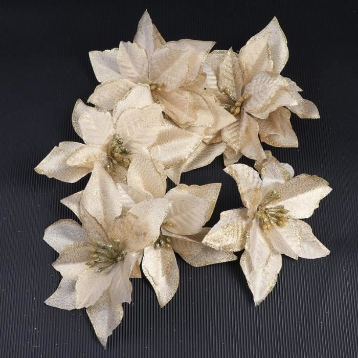 Lot De 4 Branches De Sapin De Noël Artificielles Avec Paillettes Dorées - 23 Cm, Décoration Creuse Pour Arbre, Couronne, Centre De Table - 6