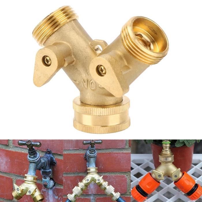 Connecteur En Y Pour Tuyau D'arrosage - 2 Vannes De Contrôle - Compatible Tuyaux 9 à 25 Mm - 3