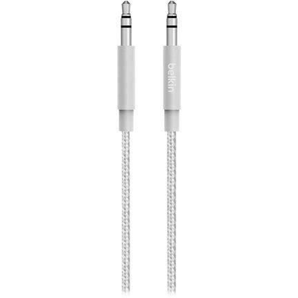 Câble audio jack 35 mm - Belkin - 122 m - Gris argenté - Gaine tressée - Blindé