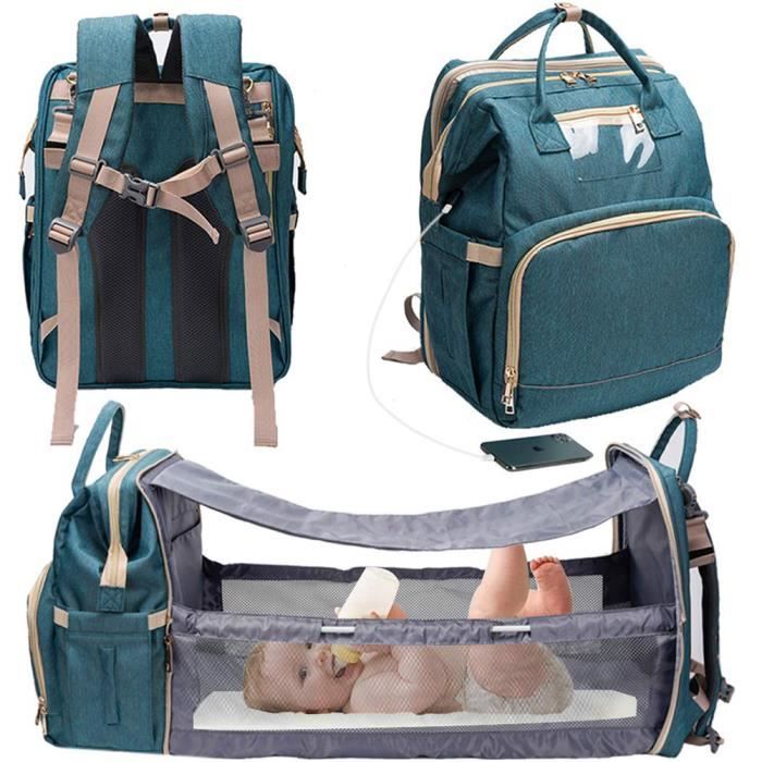Sac a Dos a Langer avec Lit a Langer Lit Pliant Portable Multifonctionnel pour Bebe Sacs a Langer pour Bebe Sac a Dos Vert Cdiscount Puericulture Eveil bebe