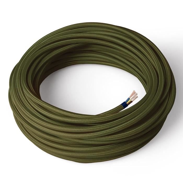 Câble électrique Textile Amarcords – Couleur Bleu Pétrole, Rond – 2×0,75 Mm, 1 Mètre – Pour Lampes, Lustres Vintage – Fabriqué En Italie