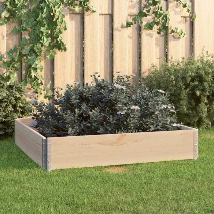 Jardinière Surélevée Rectangulaire Bois Sapin 110x40x35 Cm - Potager Extérieur Avec Drainage