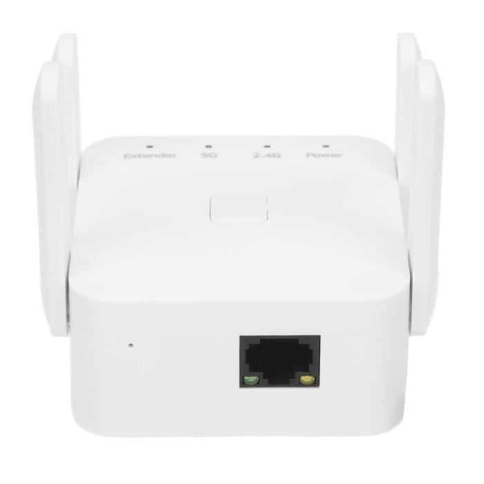 Répéteur WiFi AC1200 Double Bande – 4 Antennes Haut Gain, Jusqu'à 120 M², 2 Ports Ethernet, Compatible Toutes Box Internet