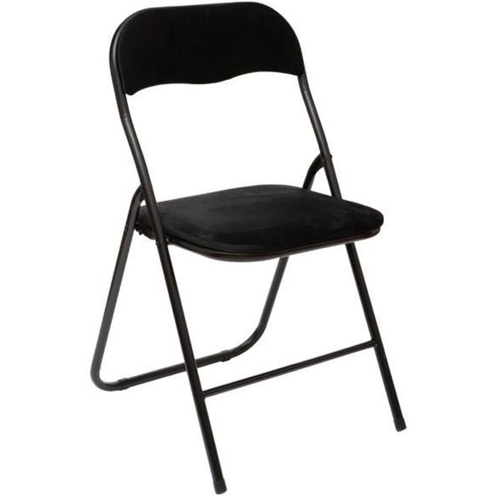 chaise pliante confortable en métal et velours noir - five - vintage - pliant - intérieur