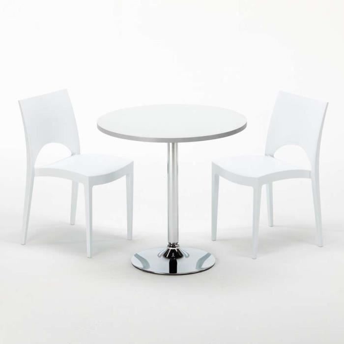 Table Ronde Et 2 Chaises Colorees Set Interieur Bar Cafe