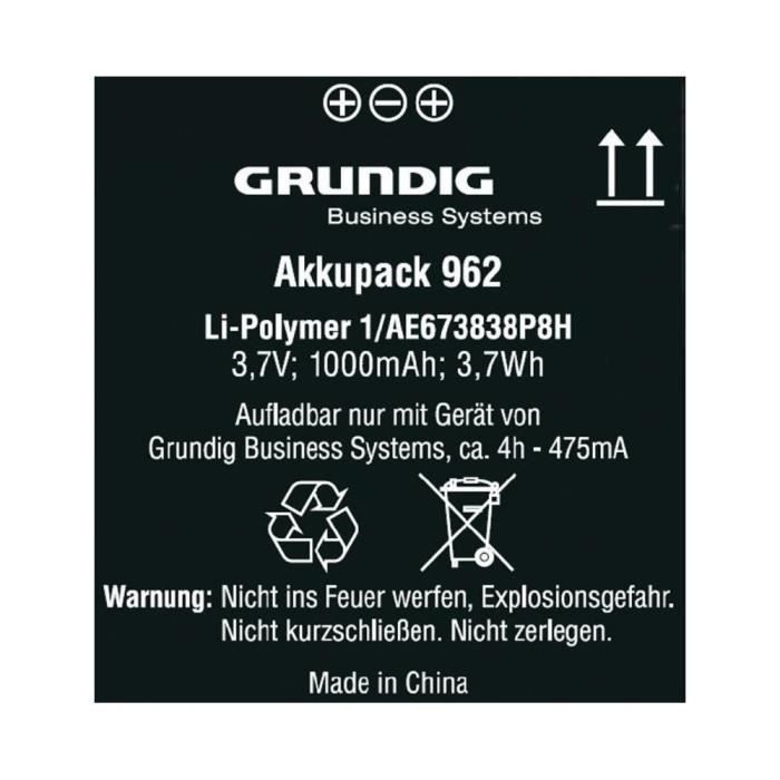GRUNDIG BUSINESS SYSTEMS Accu Li-Ion 962 - GRUNDIG - Digta 7 - Lithium Ion - Accessoire Compatible - Non dorigine 