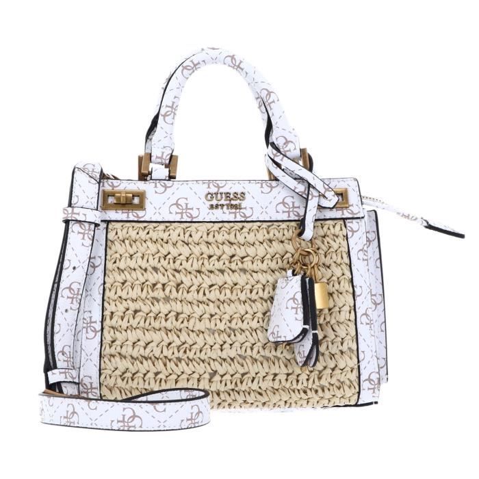 Sac à Main GUESS Silia Mini Vanilla - Sac Bandoulière écru Avec Logo, Deux Compartiments - 12