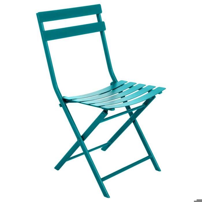 Chaise de jardin pliante Greensboro bleu canard en acier traité époxy - Hespéride Chaise de jardin pliante Greensboro bleu canard en acier traité époxy - Hespéride