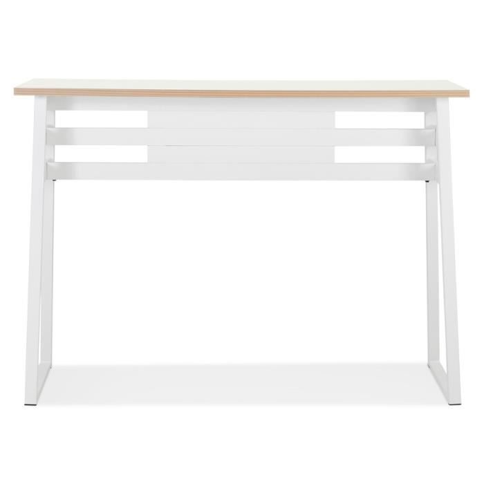 table de bar haute mayo bois et métal blanc - dimensions : 150x60x105,5 cm