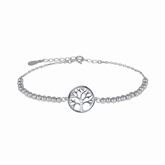 Bracelet - Argent 925 - Arbre De Vie - Rhodié - Zircone - Taille Unique Bracelet - Argent 925 - Arbre De Vie - Rhodié - Zircone - Taille Unique