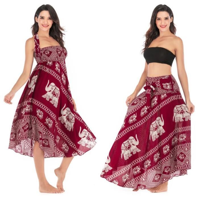 Jupe 2 en 1 Jupe Longue Ete Femme Fluide Jupe Boheme Chic Femme Jupe Boheme Femme Jupe Fleurie Femme Plage Jupe Rouge Rouge Cdiscount Pret a Porter
