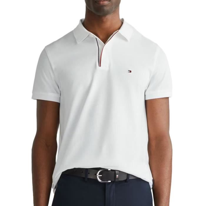 Polo Blanc Homme Tommy Hilfiger Detail