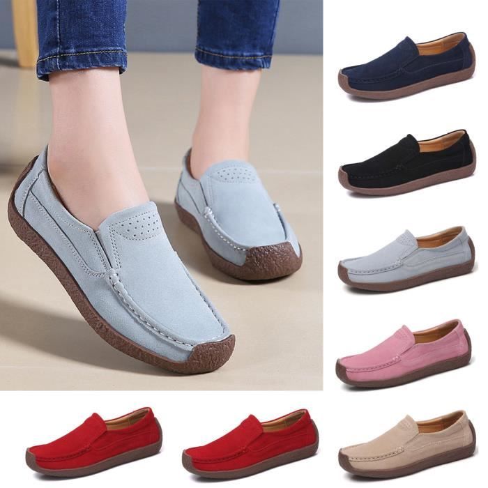 Mocassins plats à la cheville pour femmes sans lacets, chaussures décontractées romaines pour