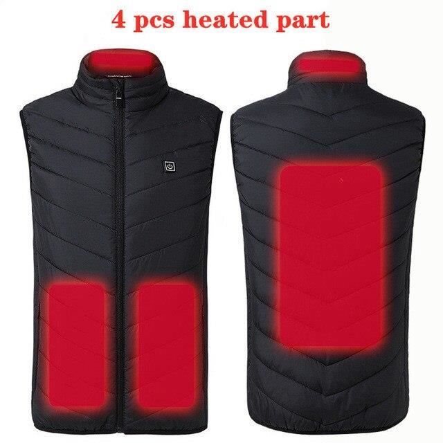 Gilet Chauffant USB Léger - Doudoune électrique Avec 4 Zones De Chaleur Réglable - Idéal Pour Le Plein Air