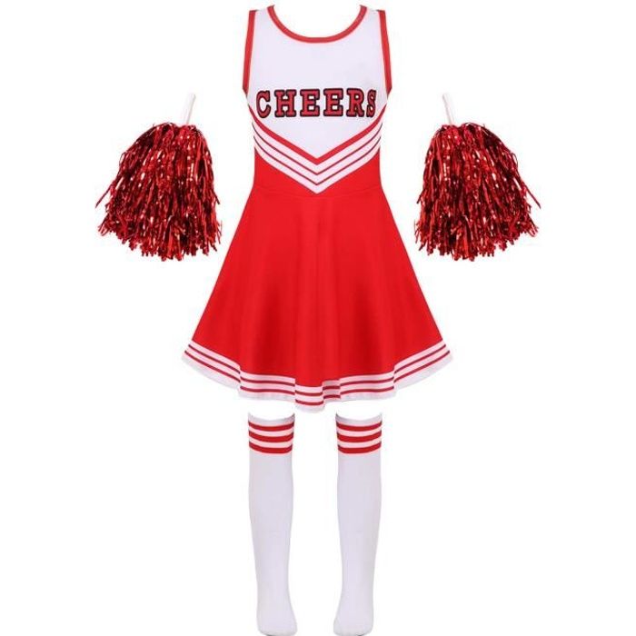 Costume Pompom Girl YIZYIF pour Enfant Fille Robe Pompons et Chaussettes Rouge Cdiscount Jeux Jouets