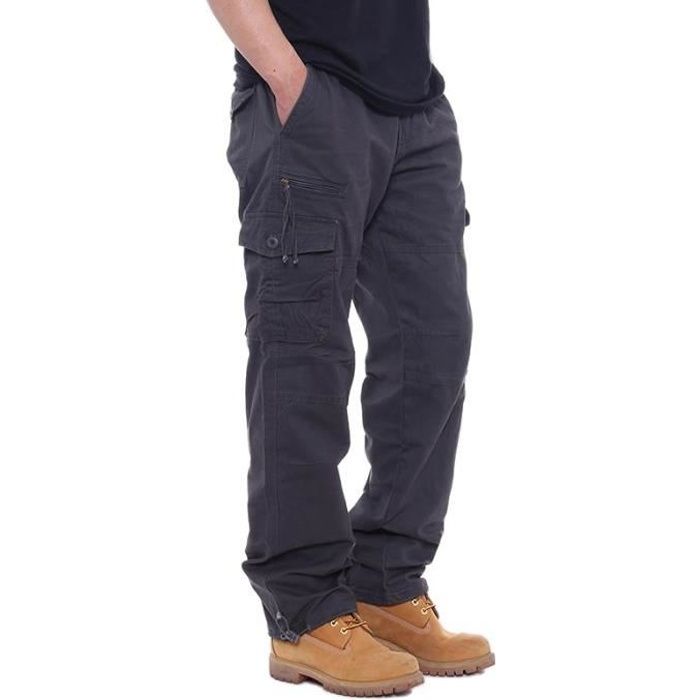 Pantalon Cargo Homme Multi Poches Regular Droit Taille Elastique