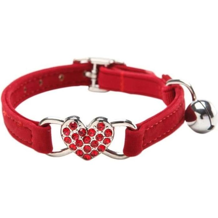Meilleurs prix pour Chat Colliers Colliers de chaton chiot avec Bell Bling Love Heart réglable Quick Release Rouge Traction