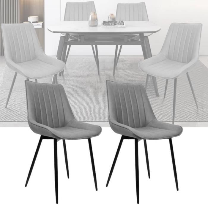 Chaises de Salle à Manger Moderne - OOBEST - Lot de 2 - Gris clair - Solide et Stable Chaises de Salle à Manger Moderne - OOBEST - Lot de 2 - Gris clair - Solide et Stable