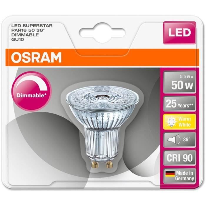 osram ampoule spot led par16 gu10 4 6 w equivalent a 50 w blanc chaud dimmable cdiscount bricolage