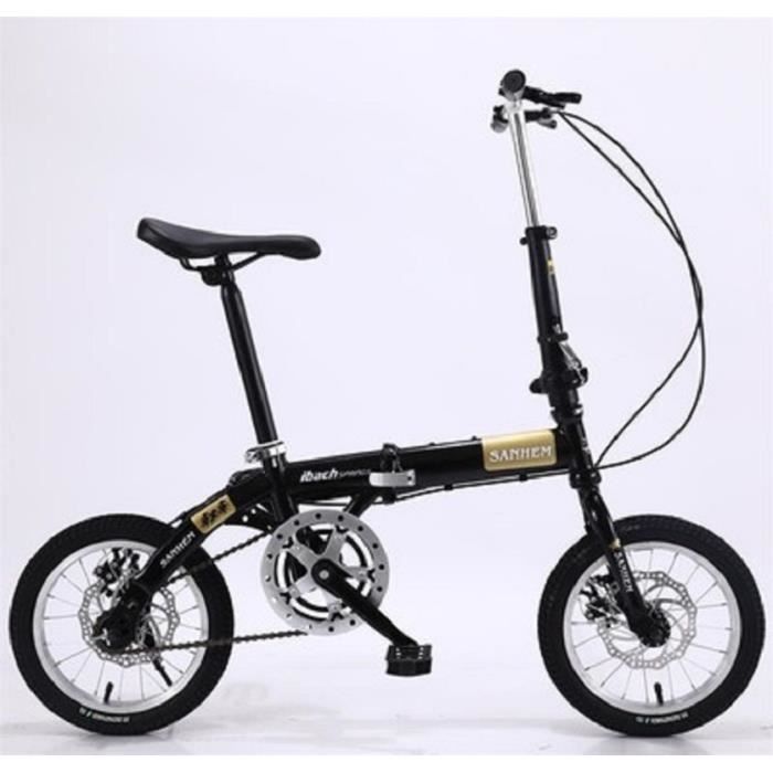 Velo Pliant Portable Ultraleger 14 pouces pour Adultes Hommes Femmes Frein a Disque Alliage Aluminium Carbone Noir Cdiscount Sport