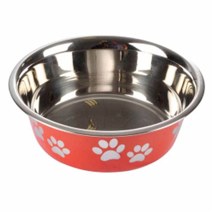 Meilleurs prix pour Gamelle pour Chien et Chat - PARIS PRIX - Modèle Pattes - 21 cm - Inox - Rouge