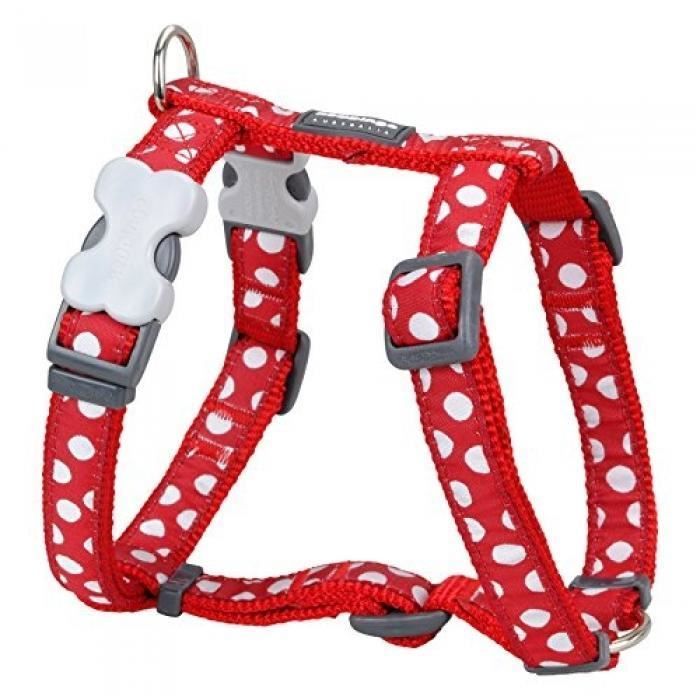 Harnais pour chien - Red Dingo - Rouge pois blanc - 45-69 cm - Ajustable - Haute qualité Harnais pour chien - Red Dingo - Rouge pois blanc - 45-69 cm - Ajustable - Haute qualité