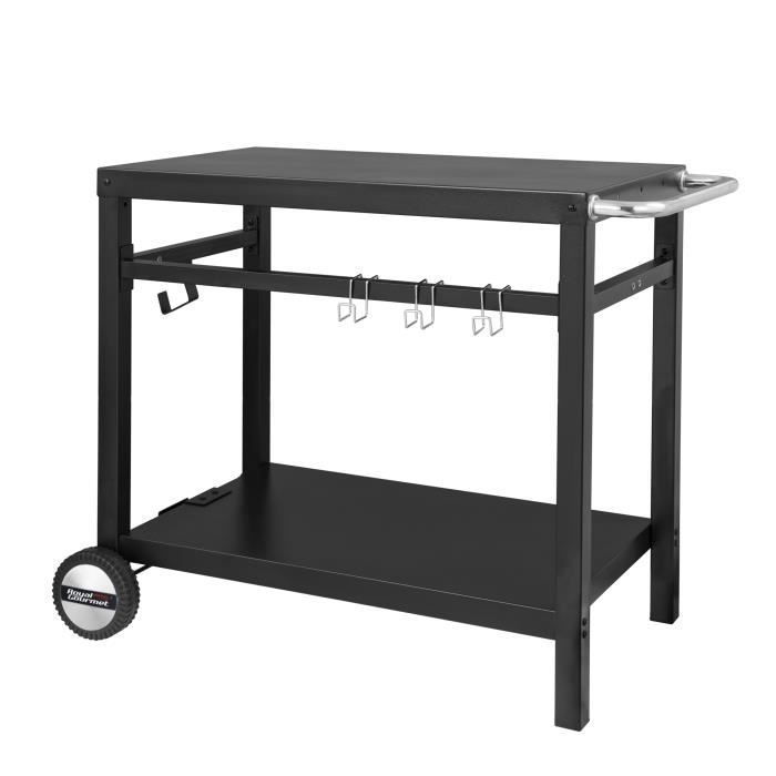 Desserte pour Plancha - Royal Gourmet - Grande Surface de Travail en Métal - 2 Étagères Dessus de Table 85 x 50 cm - Noir