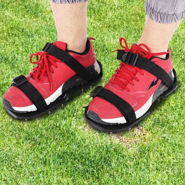 ZDDGNN Chaussures Aérateur De Gazon Avec Clous Et Fond à Ressort - Scarificateur Pour Pelouse, Noir