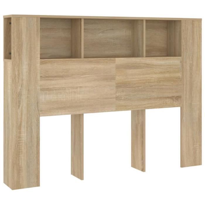 Armoire de tête de lit - SALALIS - Chêne sonoma - 140x185x1045 cm - Rangement supplémentaire