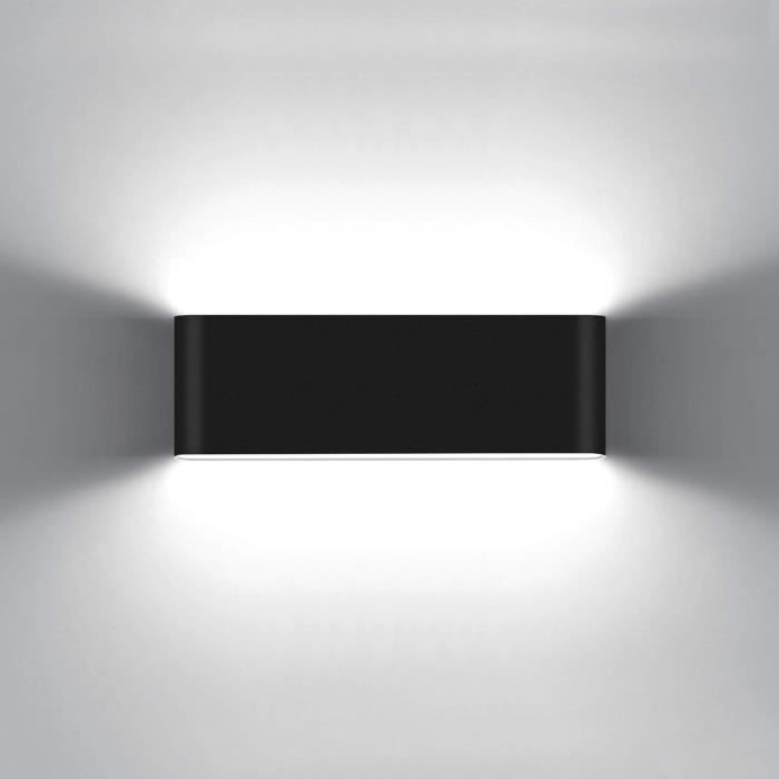 2 Appliques Murales LED Klighten 24W - IP65 étanche - 3000K Blanc Chaud - Noir