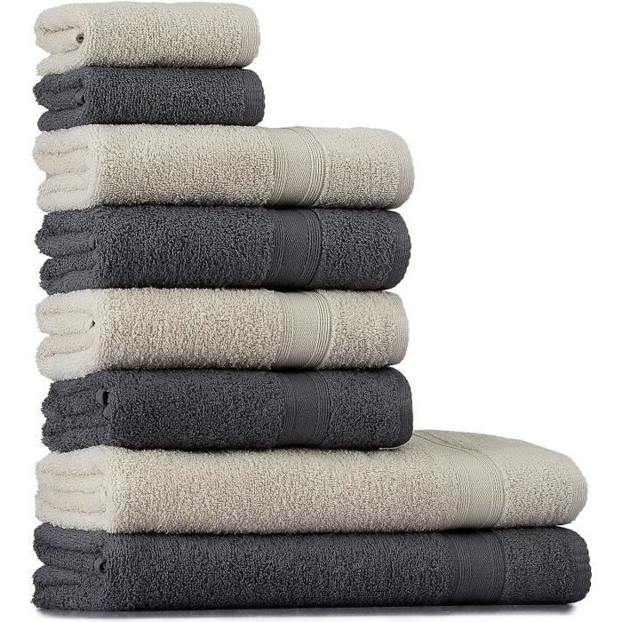 Lot De Serviettes De Bain HOMELEVEL 100% Coton Turc – 2 Grands Draps De Bain + 1 Serviette 70x140 – Qualité ÖKO-TEX