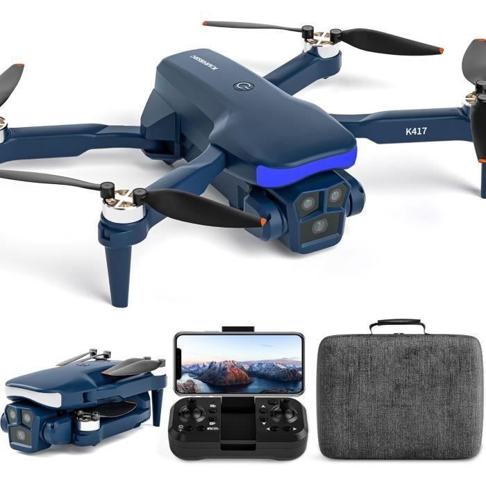 Drone Avec Caméra 1080P,Lumière Led Bleue Drones 5Ghz Wifi App Pour Adultes,Moteur Sans Balais Aidrone Professionnel Avec Double