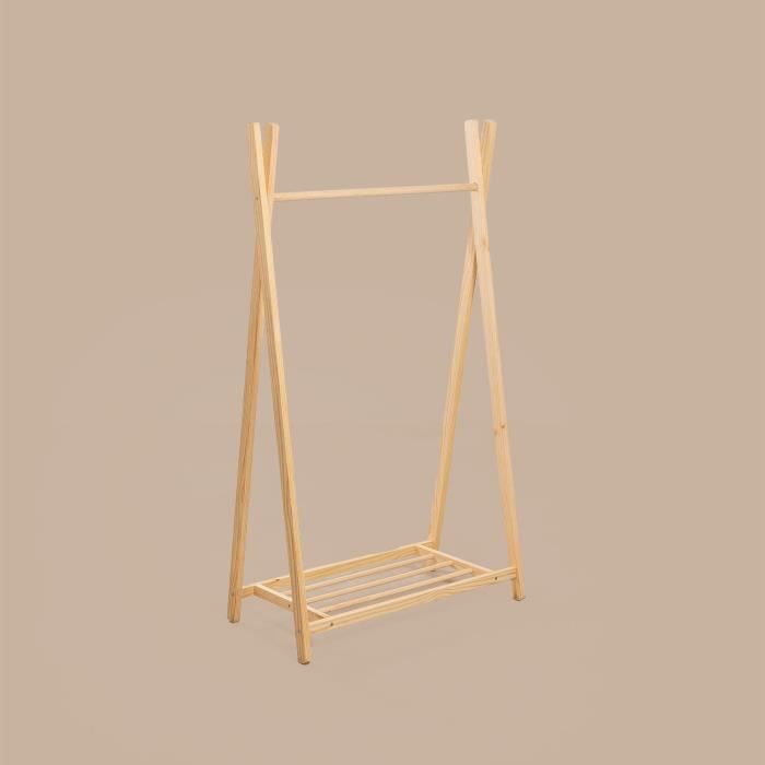 Sklum Porte Manteau En Bois Pour Enfants Avec Porte Chaussures Baxli Bois Naturel Cdiscount Maison