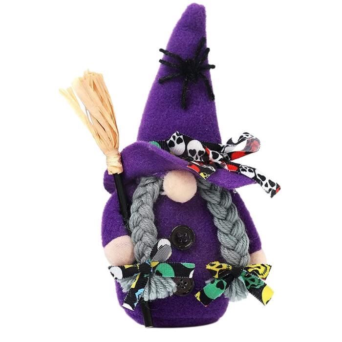 Décoration Halloween Sorcière Suspendue 30 Cm - Poupée Avec Balai, Ornement Pour Arbre Ou Table (toile D'araignée)