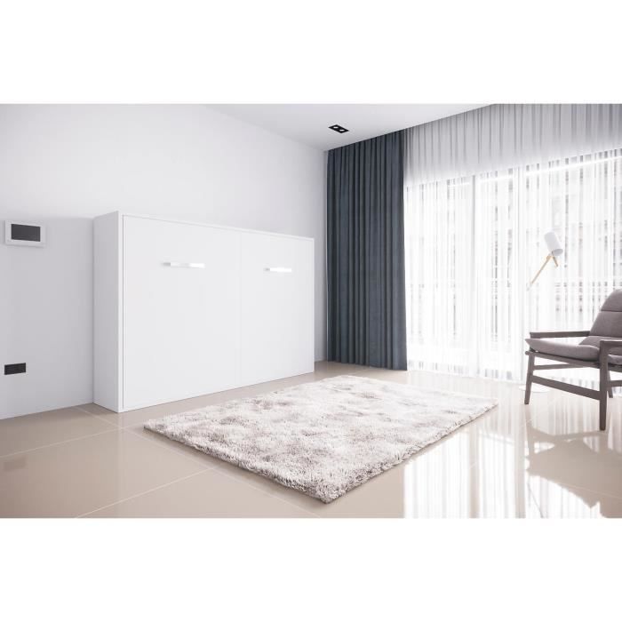 Fast Armoire Lit Escamotable Horizontale 160x200 2 Places Pieds
