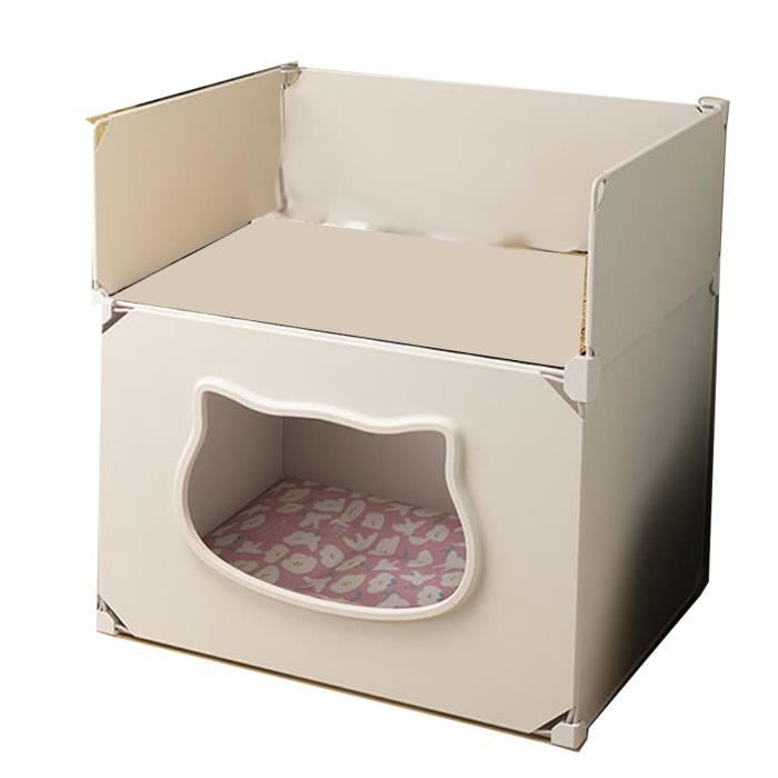 Comparer les prix de Maison pour Chat Semi Ferme Détachable Lavable - SURENHAP - 4 Saisons - Beige - Intérieur - Chat - Plastique