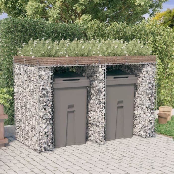Mur de gabion pour poubelle 192x91x120 cm fer galvanisé - SURENHAP - LIU763