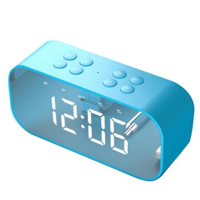 TD® Enceinte bluetooth acve LED Horloge Digitale Réveil Miroir Haut Parleur Bluetooth sans fil Support TF USB lecteur Musique Bleu