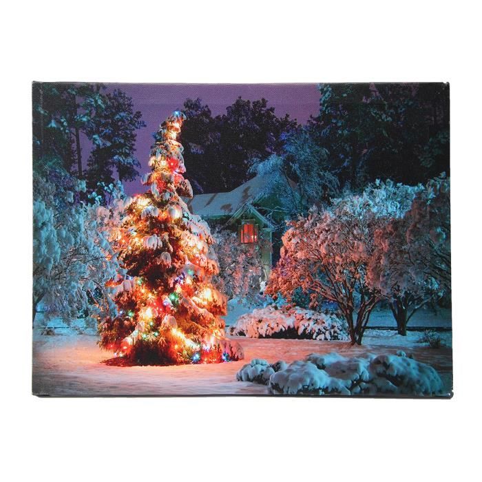 TEMPSA Peinture led toile tableau arbre de noël sans cadre 40x30cm EU Prise  - Achat / Vente tableau - toile - Cdiscount